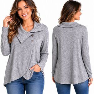 Maurices L Gray Asymmetrical Button Cardigan